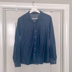 Lightweight dark denim button down shirt